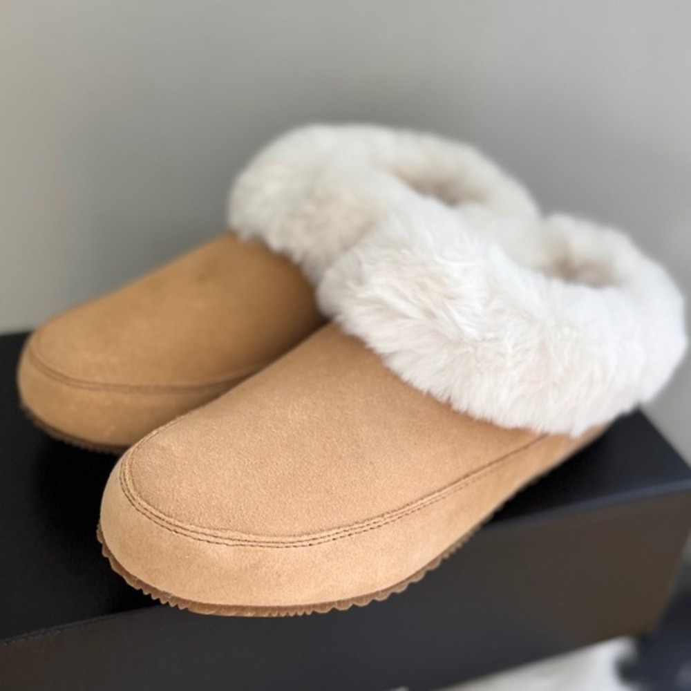 SOREL Go Coffee‎ Run Faux Fur Lined Slipper, Warm & Cozy, Tan, Size 11, NWT